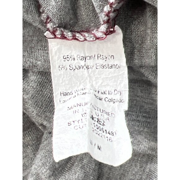 Chris Carol Raglan Tee Stripe Sleeve Womens M Gray Red Black Stretch Long Sleeve - Picture 7 of 8